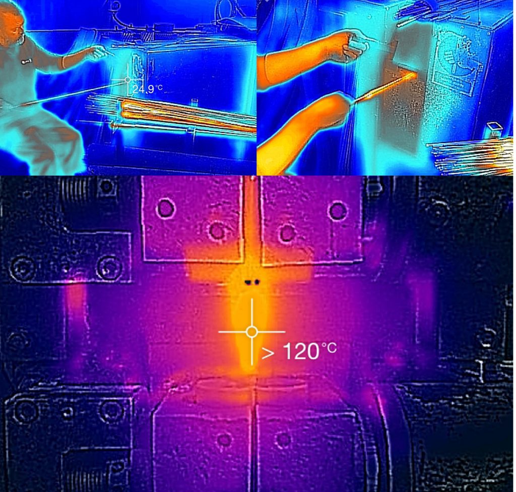 Blades being made filmed with a IR camera