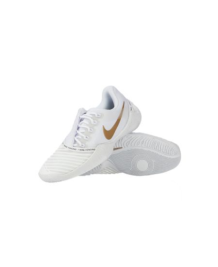 JUNIOR NIKE BALLESTRA 2 FENCING SHOES - WHITE/GOLD