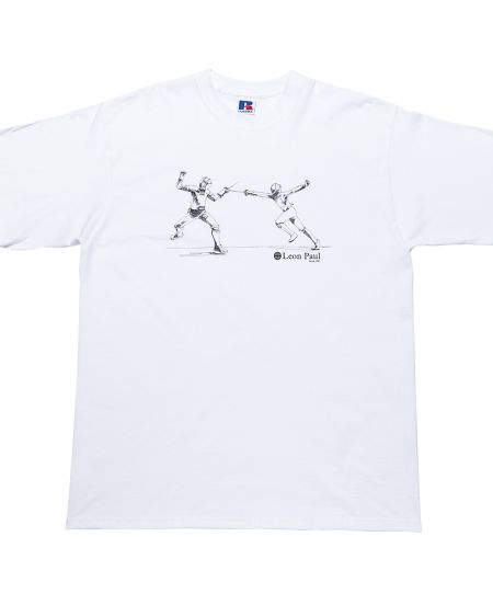 White T-Shirt with Two Fencers XL